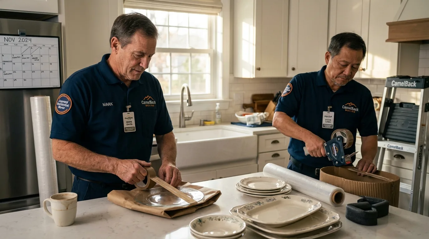 Professional crew packing kitchen dishware in Cordele, GA